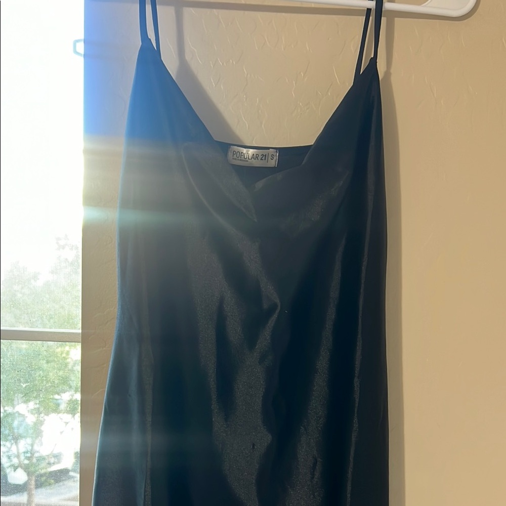 Black Satin Slip Dress